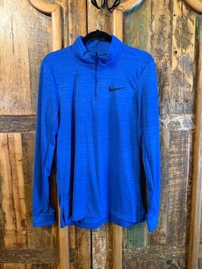 Nike Blue Heathered Quarter-Zip Performance Pullover